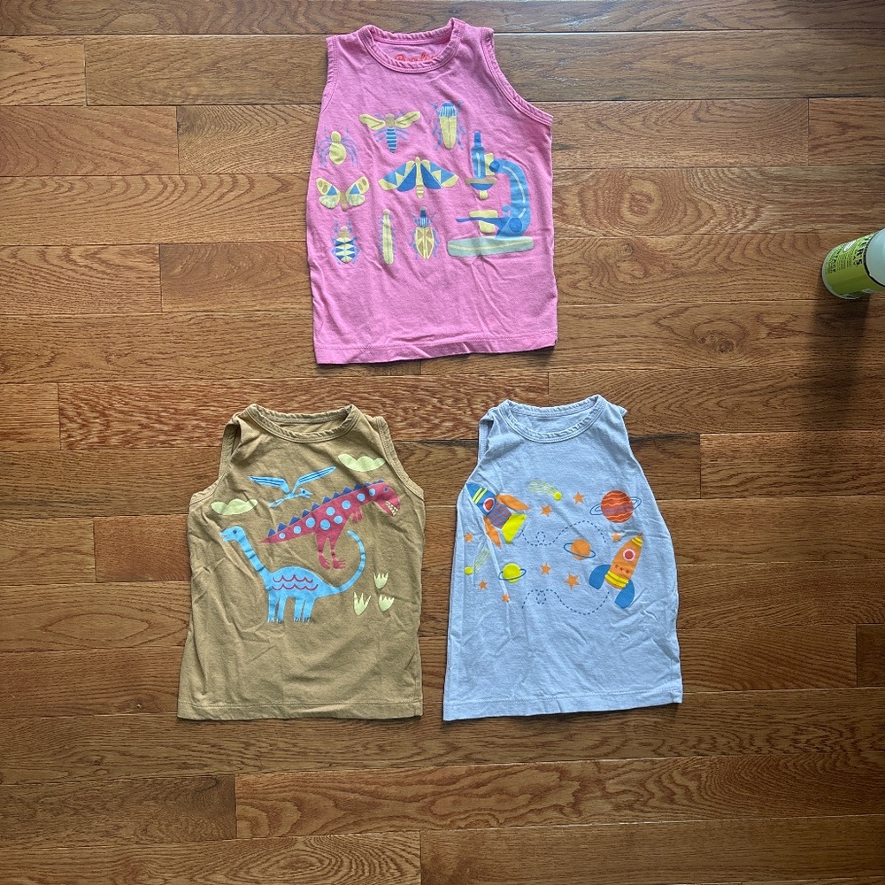Kids Sleeveless Graphic Tank Top - Pink, Tan, Light Blue
